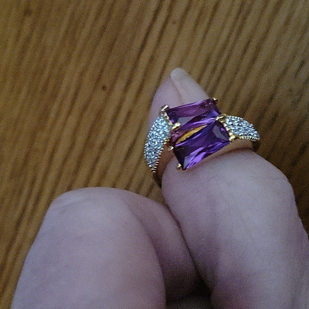 Beautiful Amethyst and White CZ's Ring